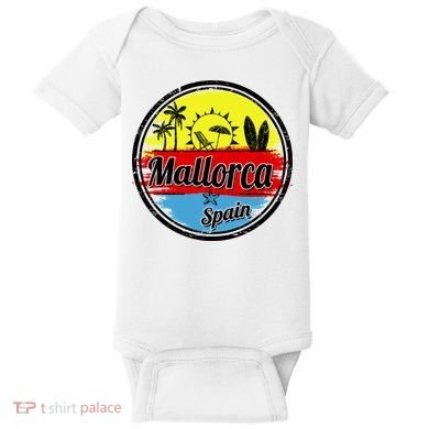 Mallorca Spain Retro Circle Baby Bodysuit