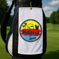 Mallorca Spain Retro Circle Golf Towel thumb 2