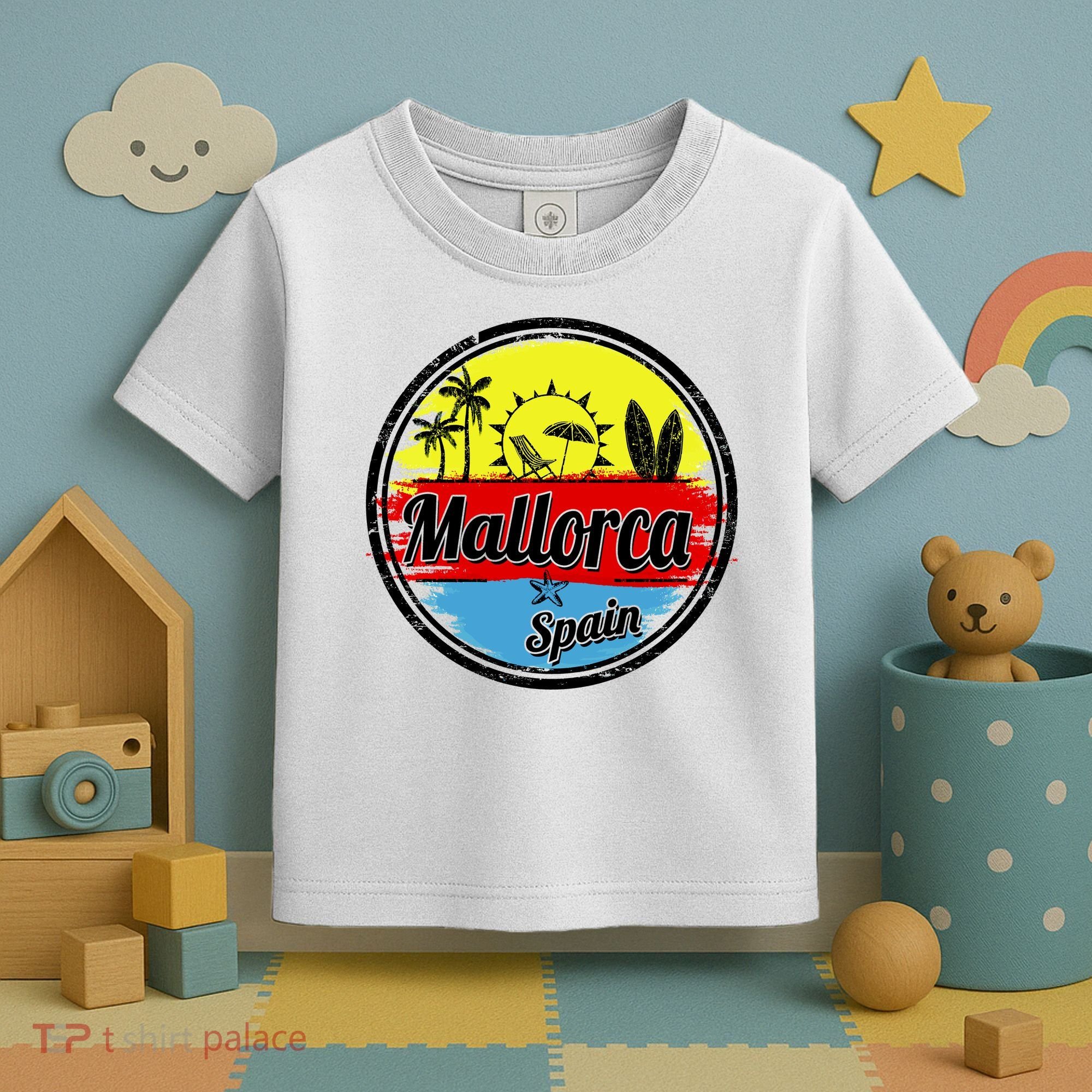 Mallorca Spain Retro Circle Toddler T-Shirt