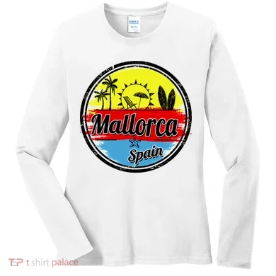 Mallorca Spain Retro Circle Women's Long Sleeve Shirt