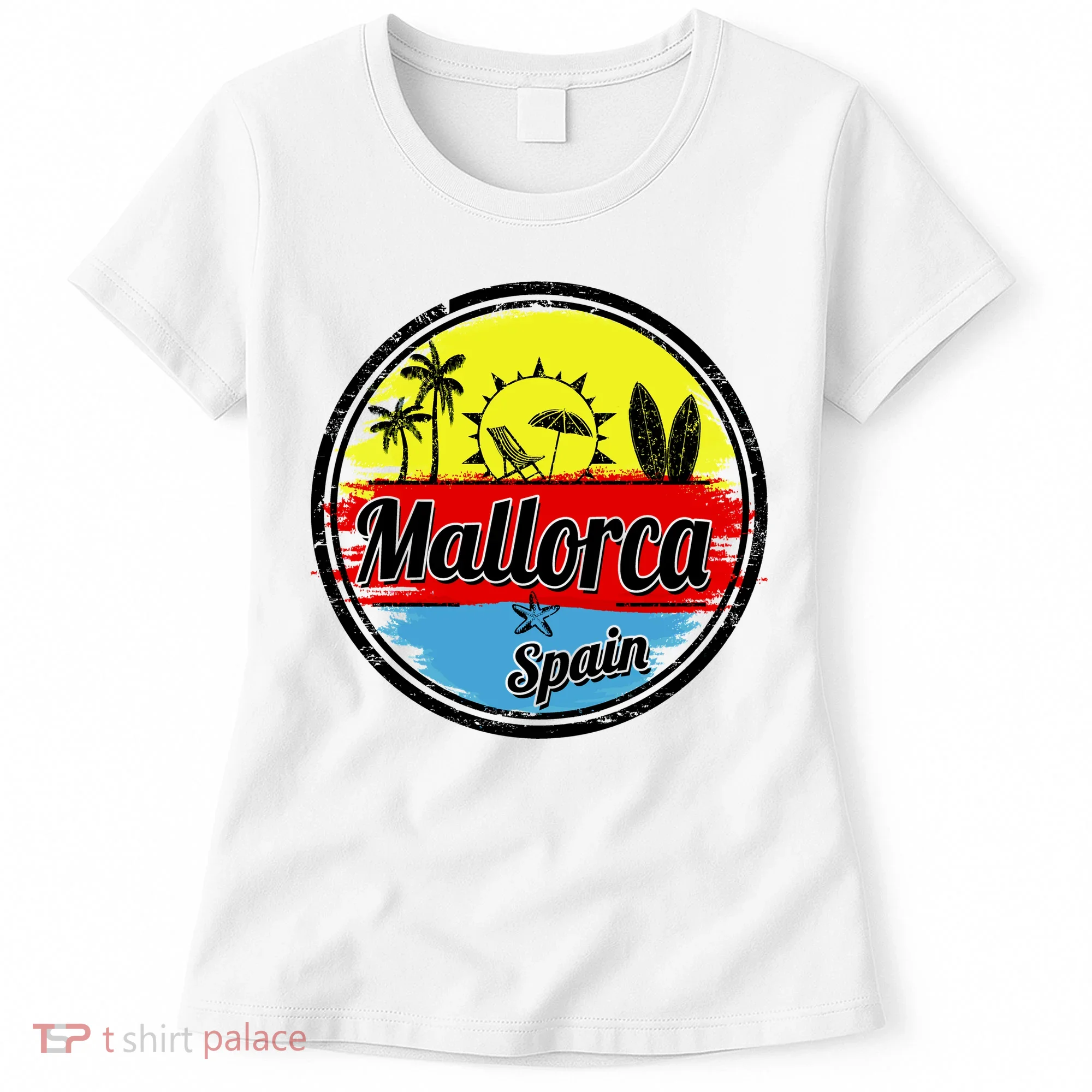 Mallorca Spain Retro Circle Women's T-Shirt