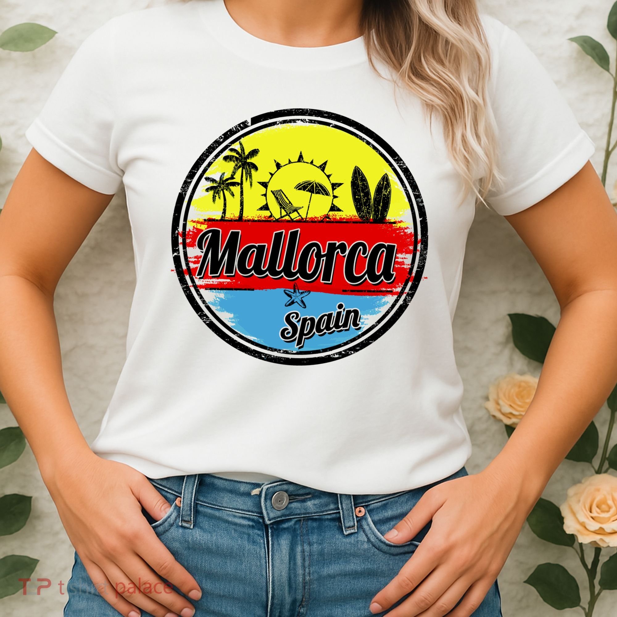 Mallorca Spain Retro Circle Women's T-Shirt
