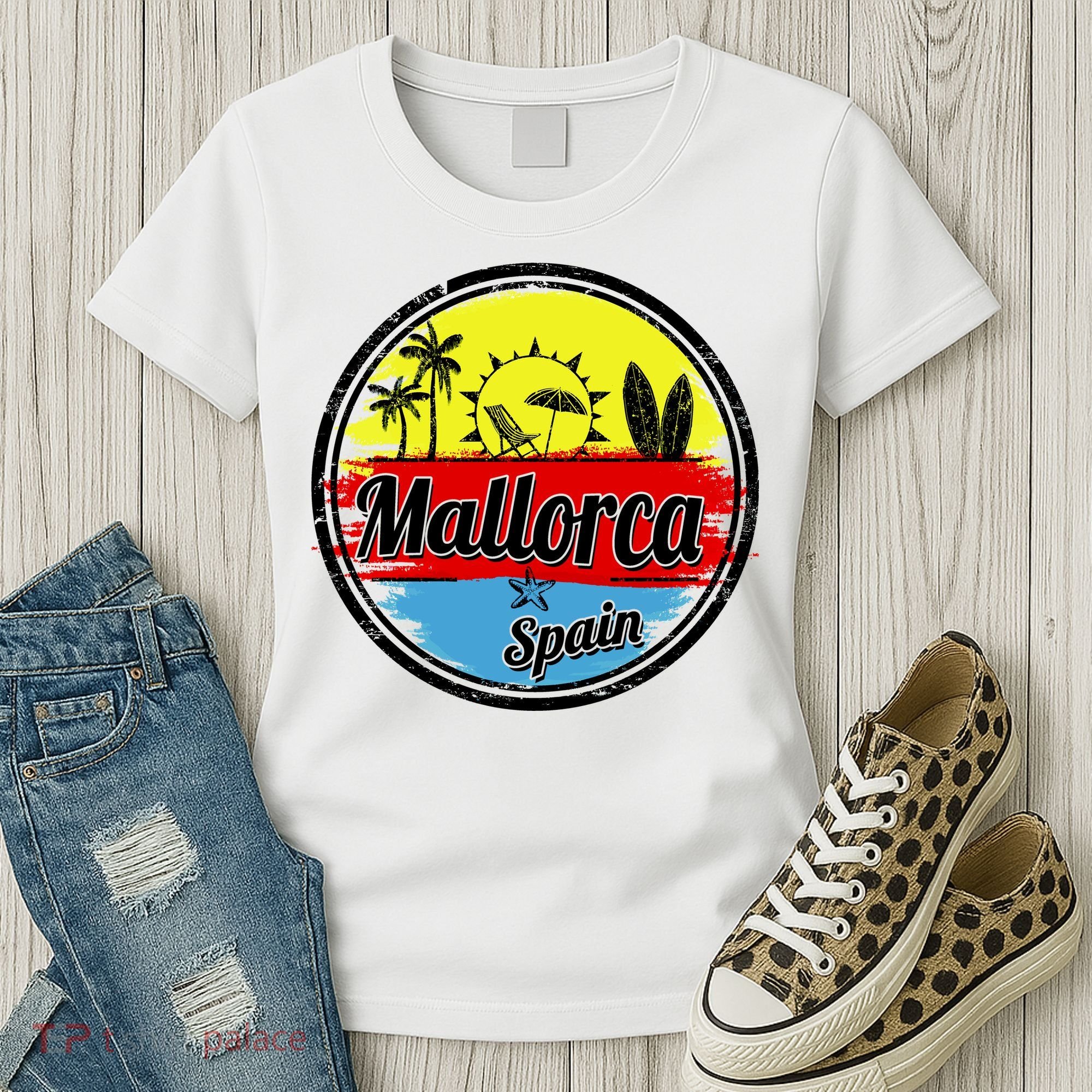 Mallorca Spain Retro Circle Women's T-Shirt