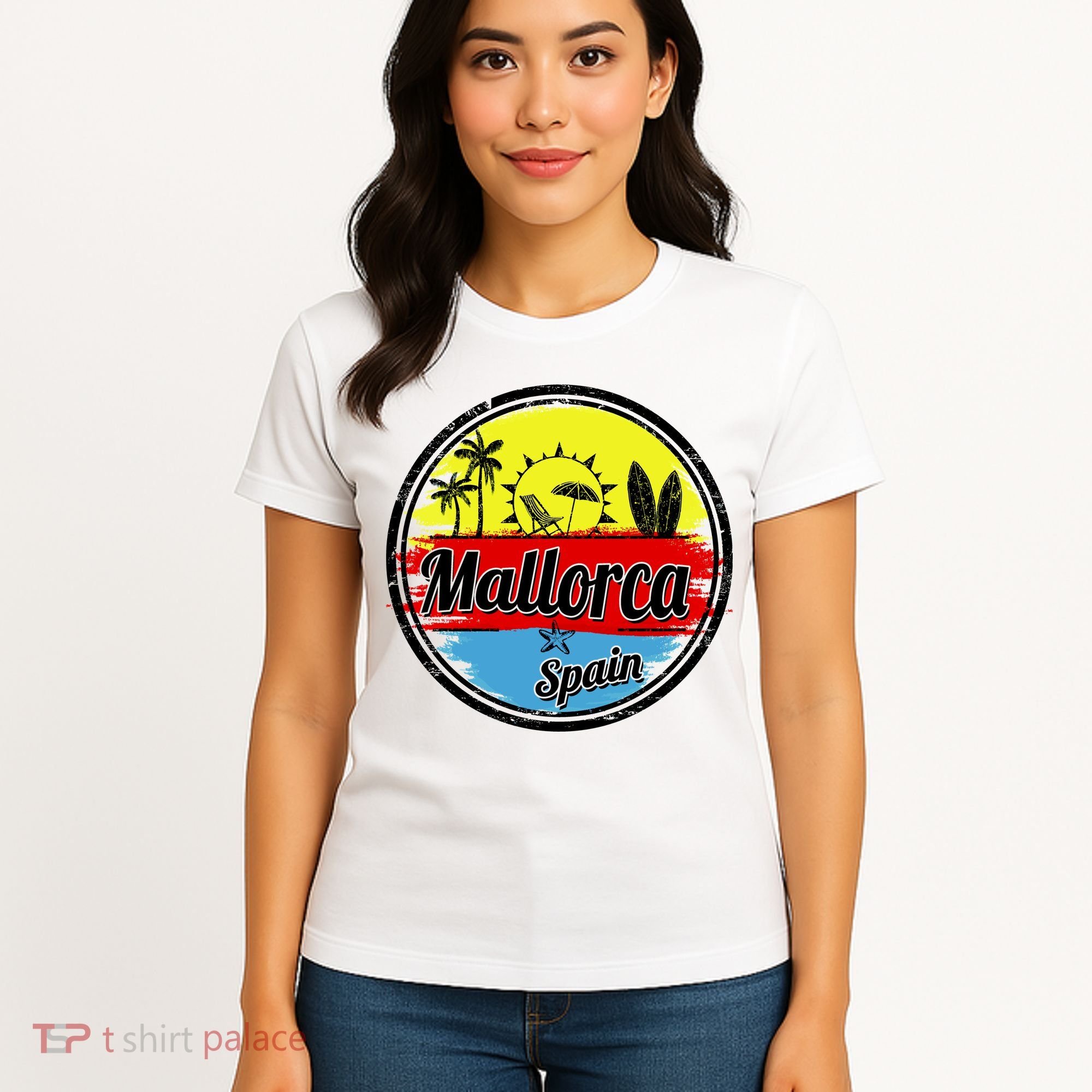 Mallorca Spain Retro Circle Women's T-Shirt