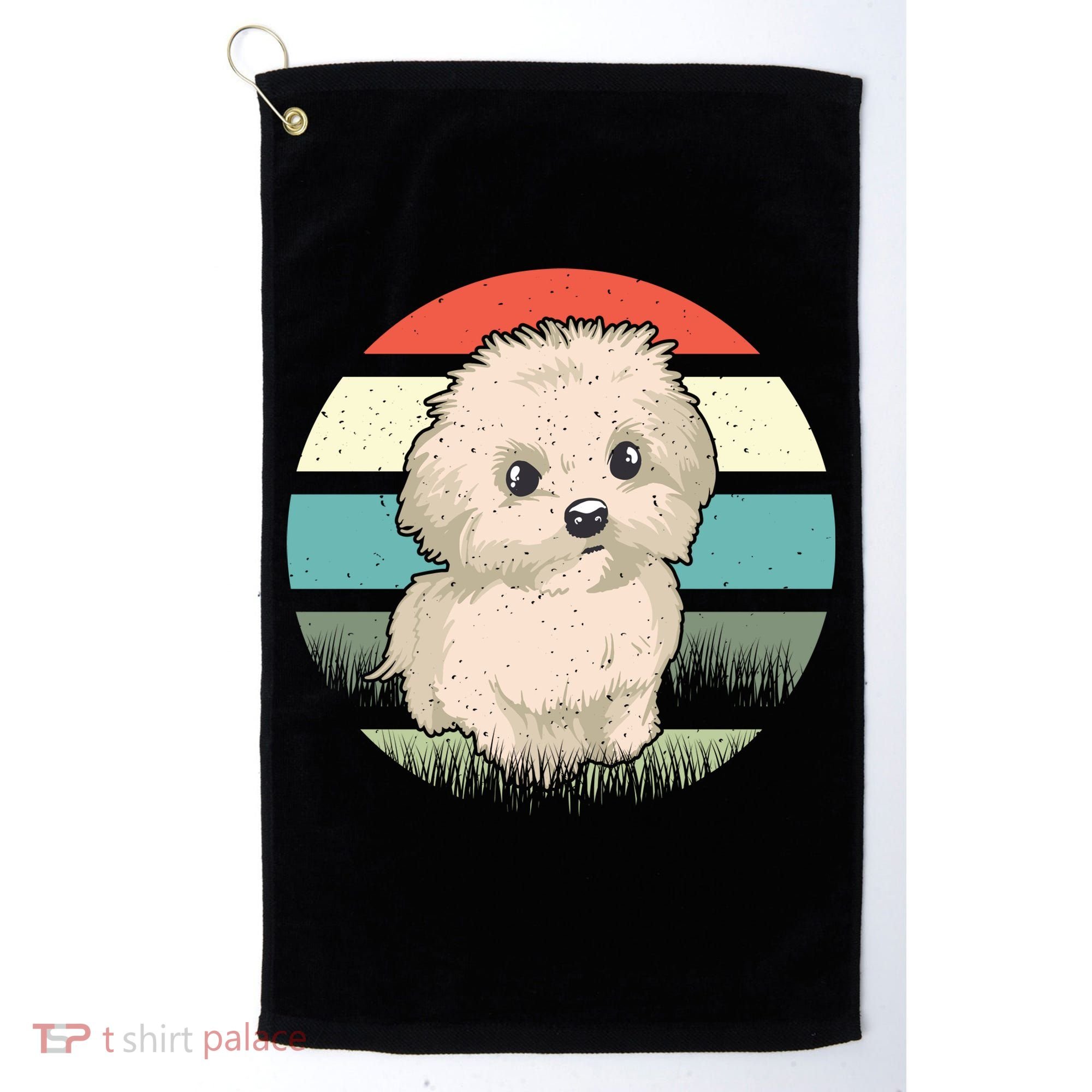 Maltese Dog Retro Golf Towel