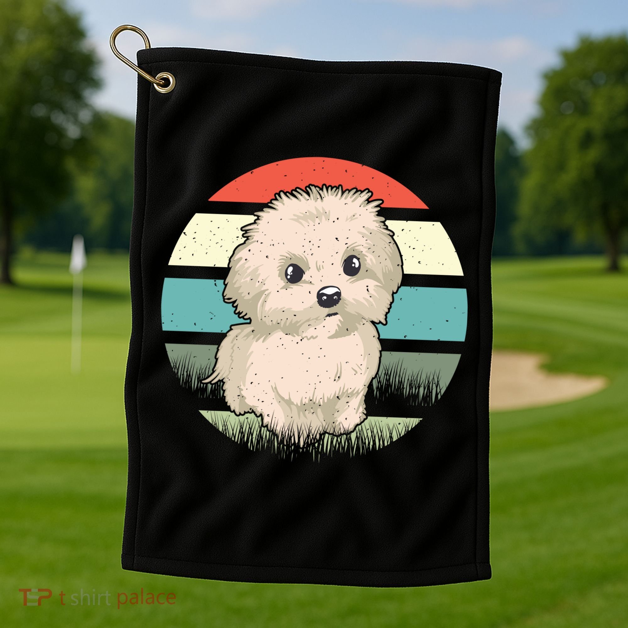 Maltese Dog Retro Golf Towel