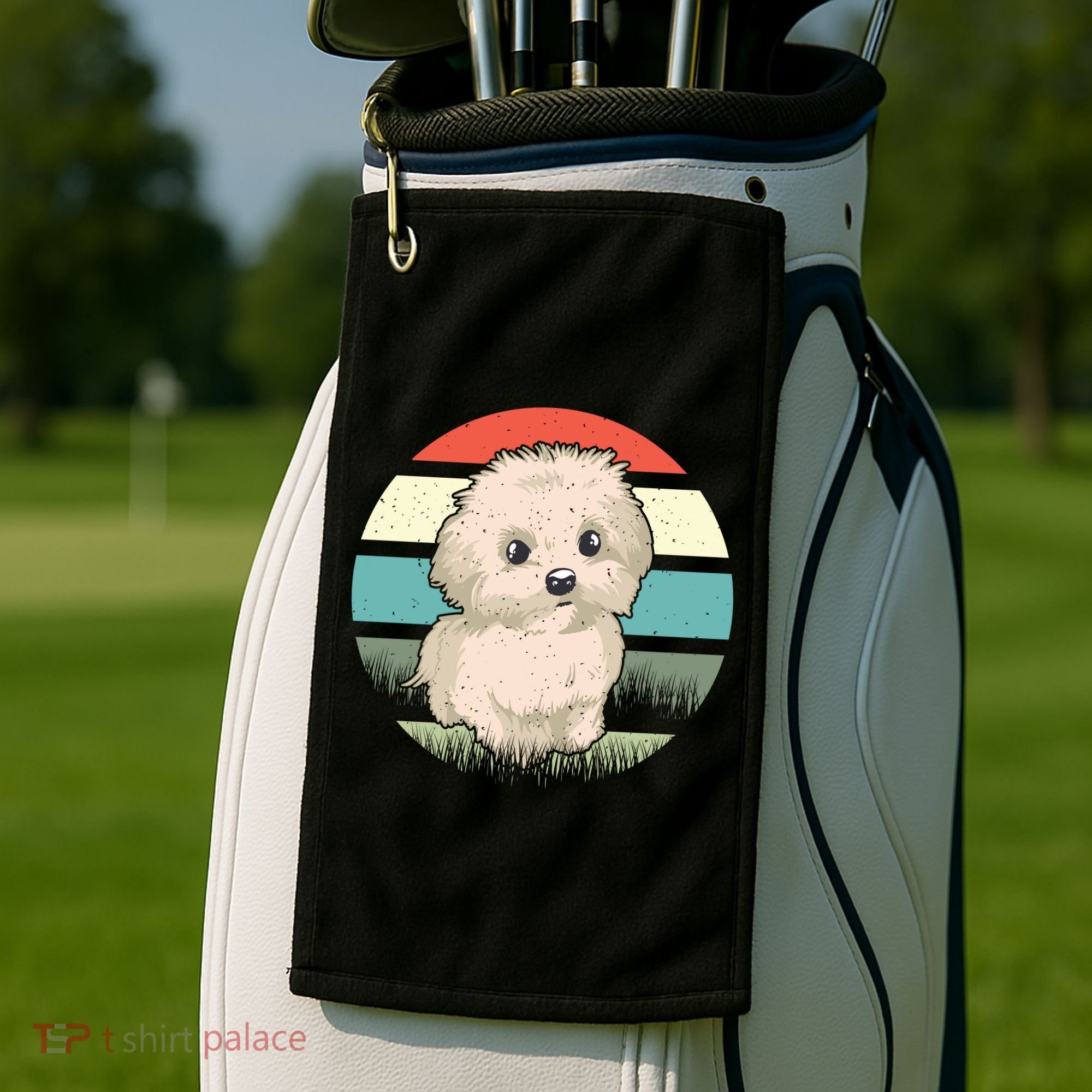 Maltese Dog Retro Golf Towel