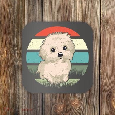 Maltese Dog Retro Coaster