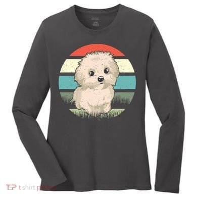 Maltese Dog Retro Women's Long Sleeve Shirt