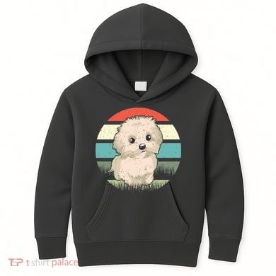 Maltese Dog Retro Kids Hoodie