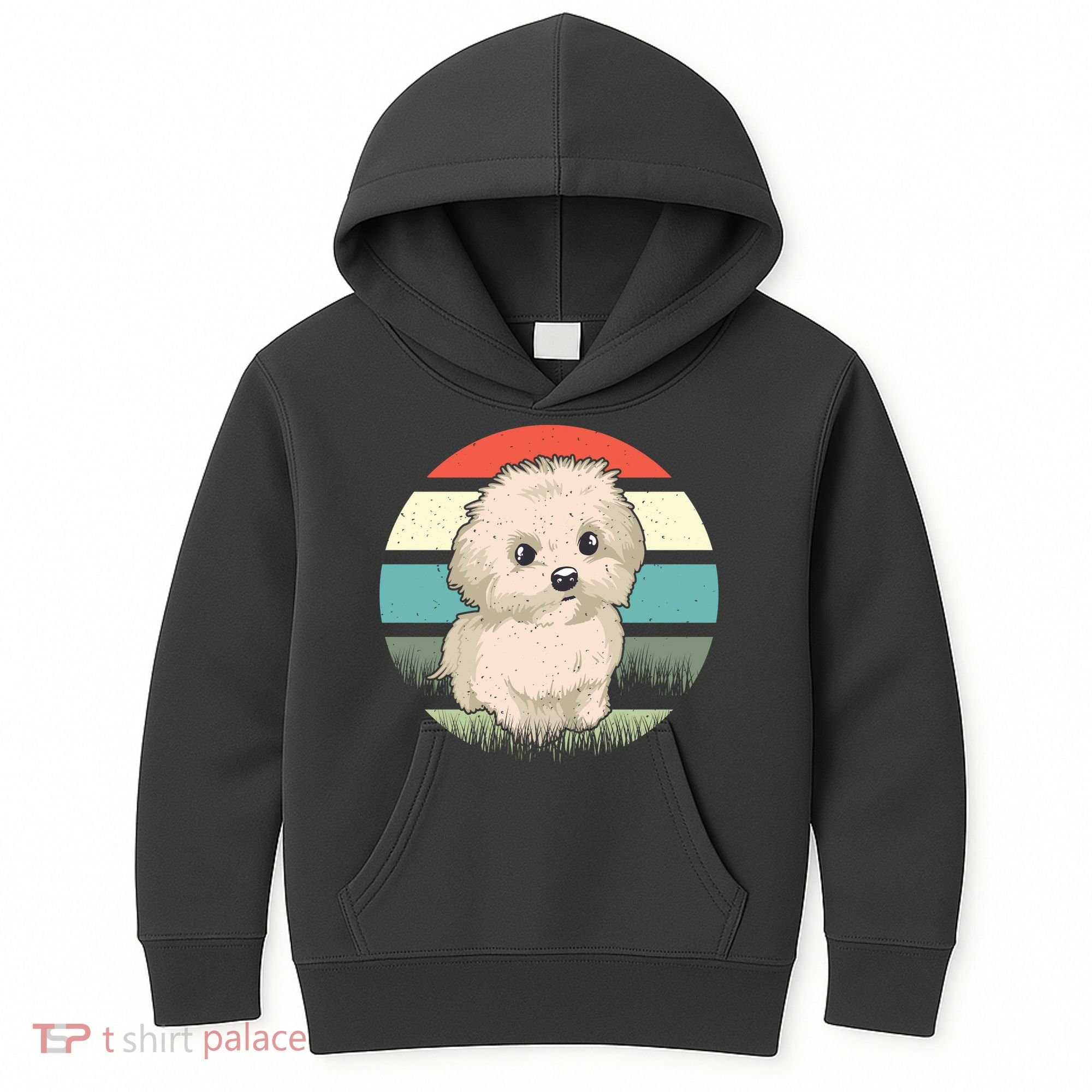 Maltese Dog Retro Kids Hoodie