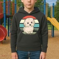 Maltese Dog Retro Kids Hoodie thumb 2