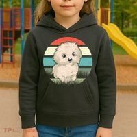 Maltese Dog Retro Kids Hoodie thumb 3