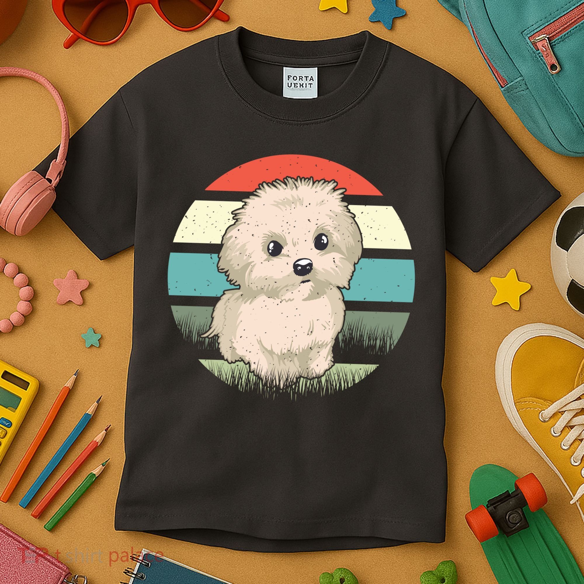 Maltese Dog Retro Kids T-Shirt