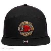 Maltese Fire Dept. Helmet 7 Panel Mesh Trucker Snapback Hat thumb 0
