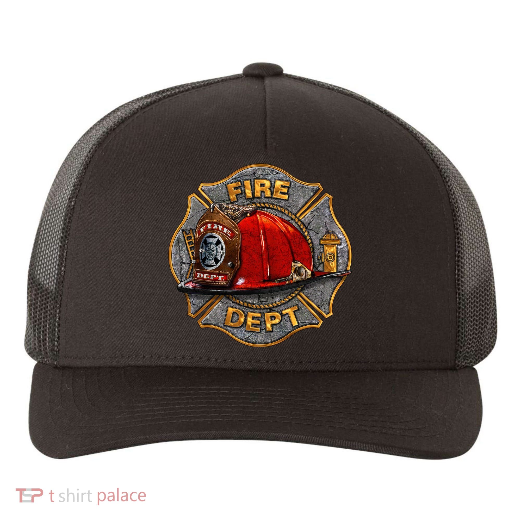 Maltese Fire Dept. Helmet Yupoong Adult 5-Panel Trucker Hat