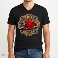 Maltese Fire Dept. Helmet V-Neck T-Shirt thumb 2