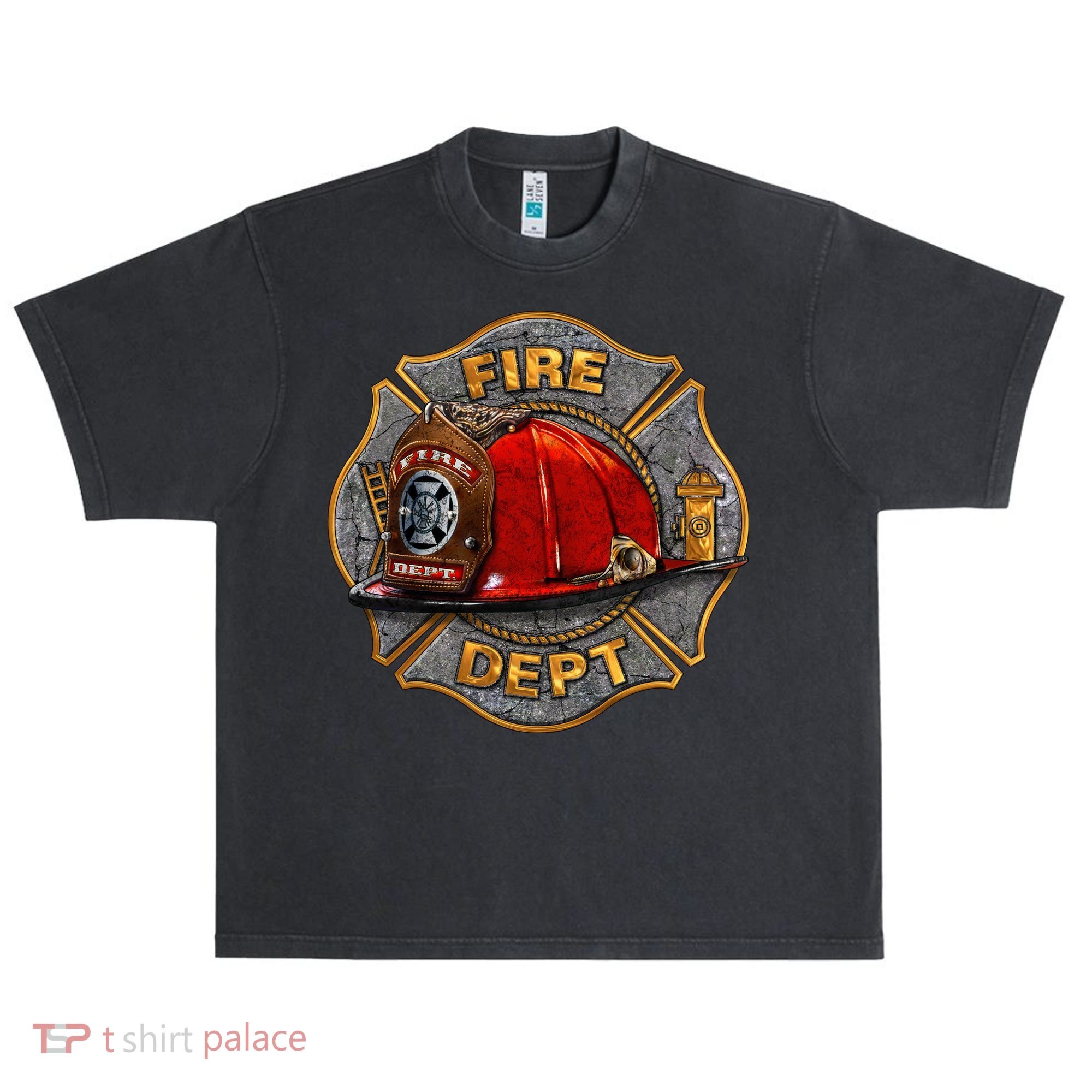 Maltese Fire Dept. Helmet Urban Oversized Heavyweight T-Shirt