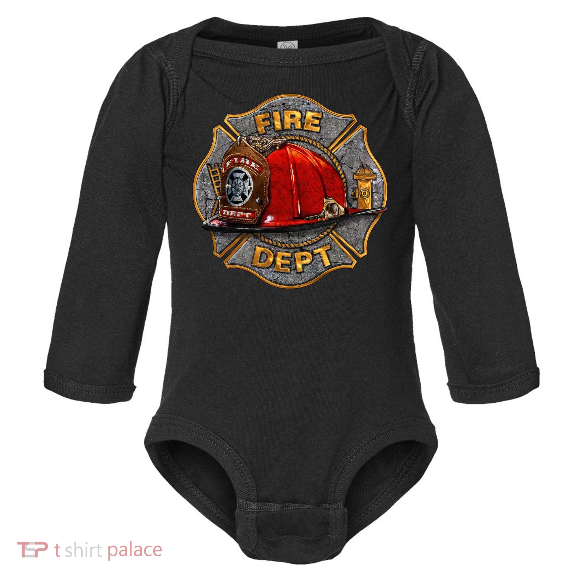 Maltese Fire Dept. Helmet Baby Long Sleeve Bodysuit