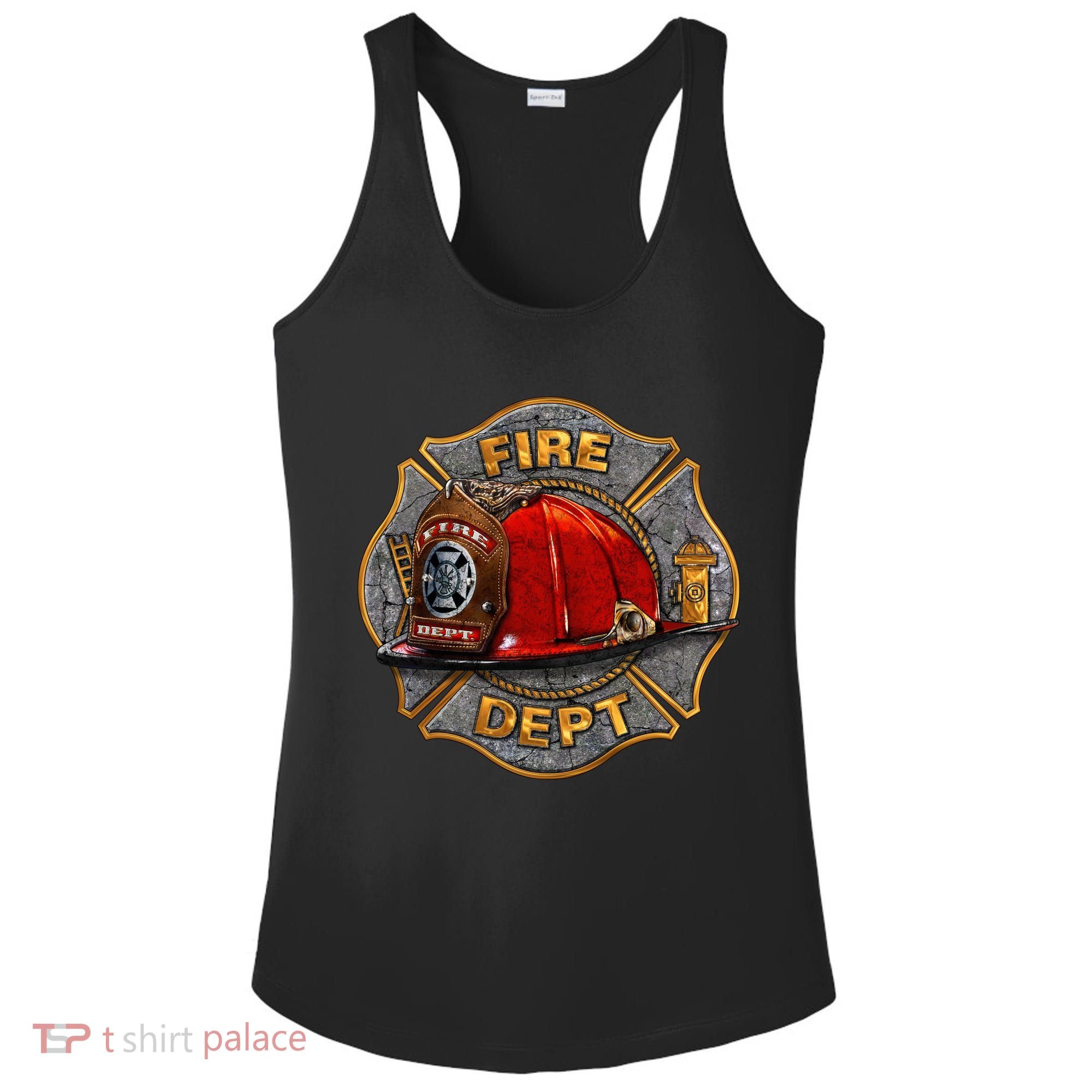 Maltese Fire Dept. Helmet Ladies PosiCharge Competitor Racerback Tank