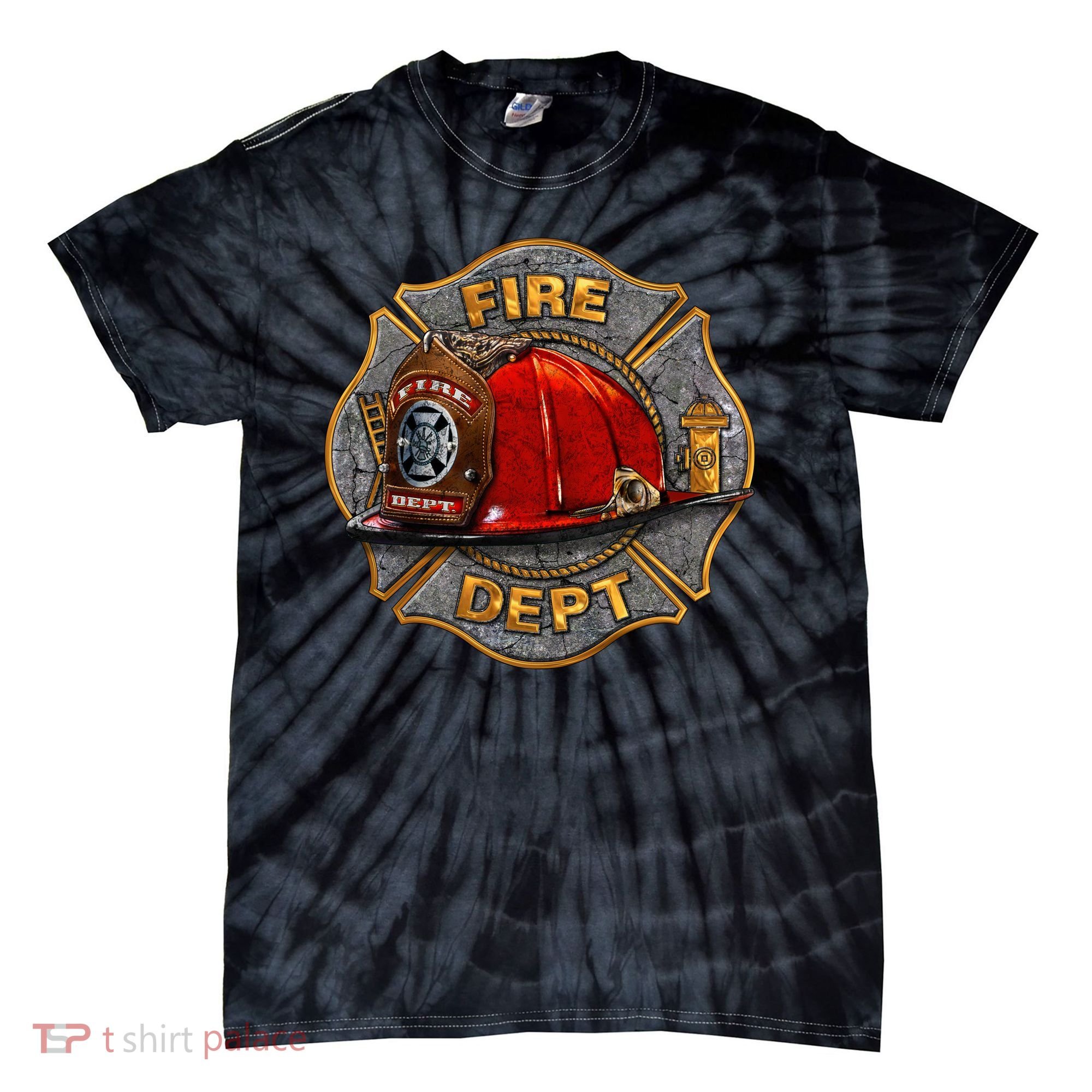 Maltese Fire Dept. Helmet Tie-Dye T-Shirt