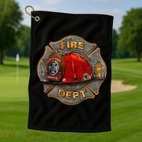 Maltese Fire Dept. Helmet Golf Towel thumb 1