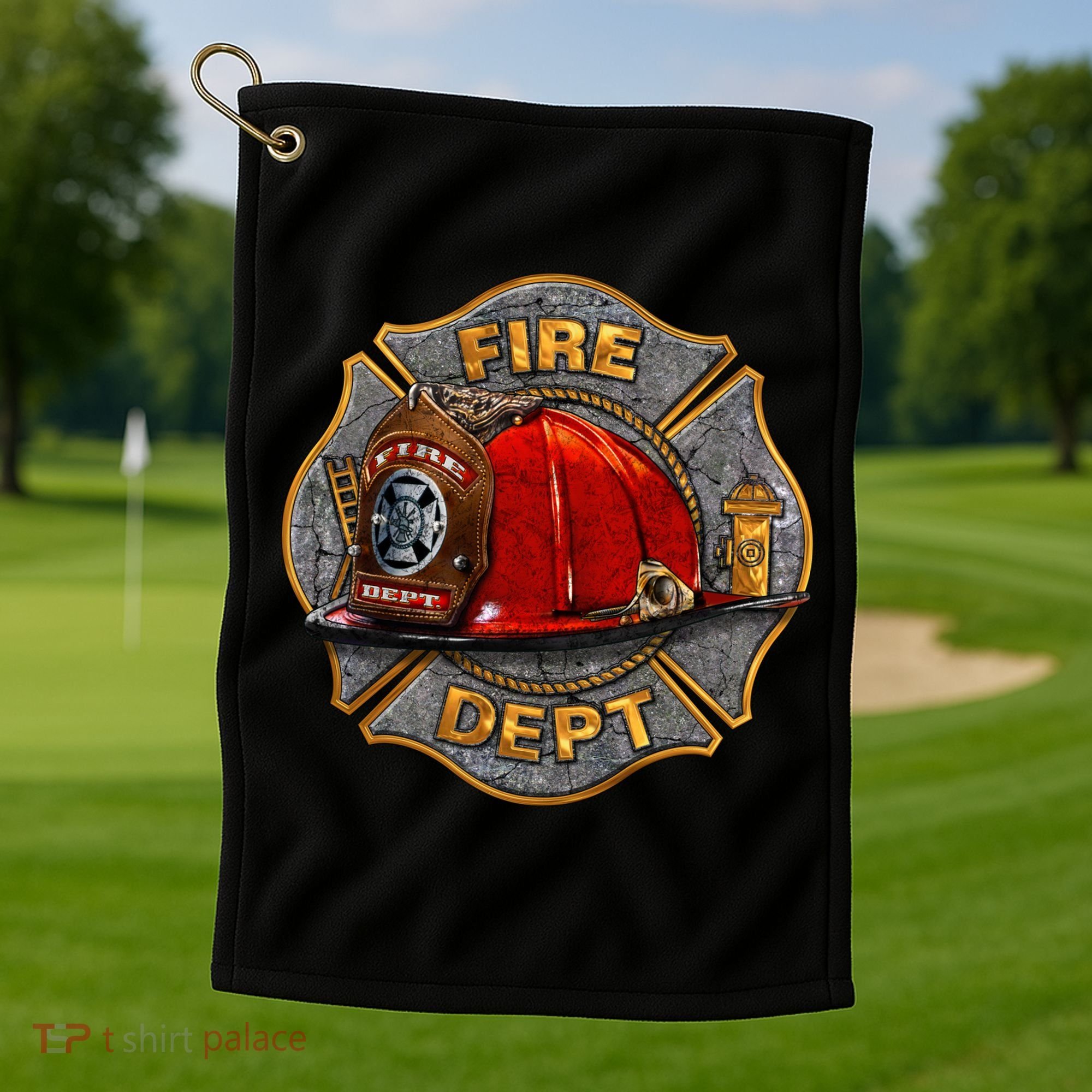 Maltese Fire Dept. Helmet Golf Towel