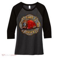 Maltese Fire Dept. Helmet Women's Tri-Blend 3/4-Sleeve Raglan Shirt thumb 0