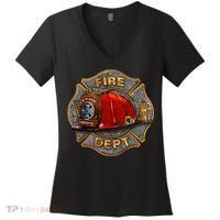 Maltese Fire Dept. Helmet Women's V-Neck T-Shirt thumb 0
