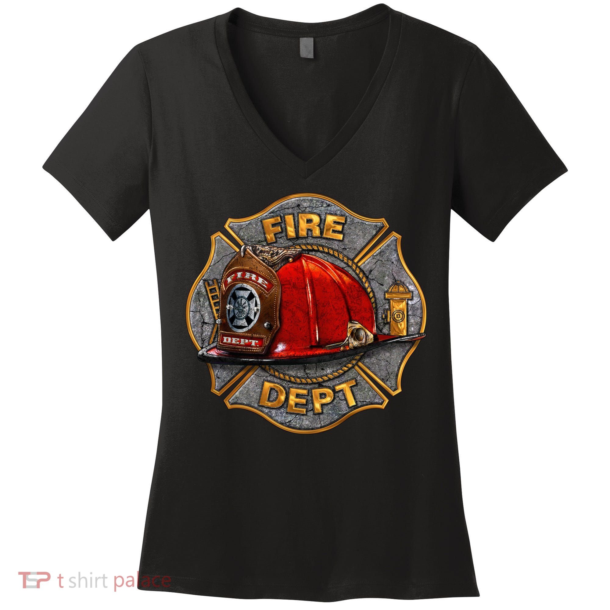 Maltese Fire Dept. Helmet Women's V-Neck T-Shirt