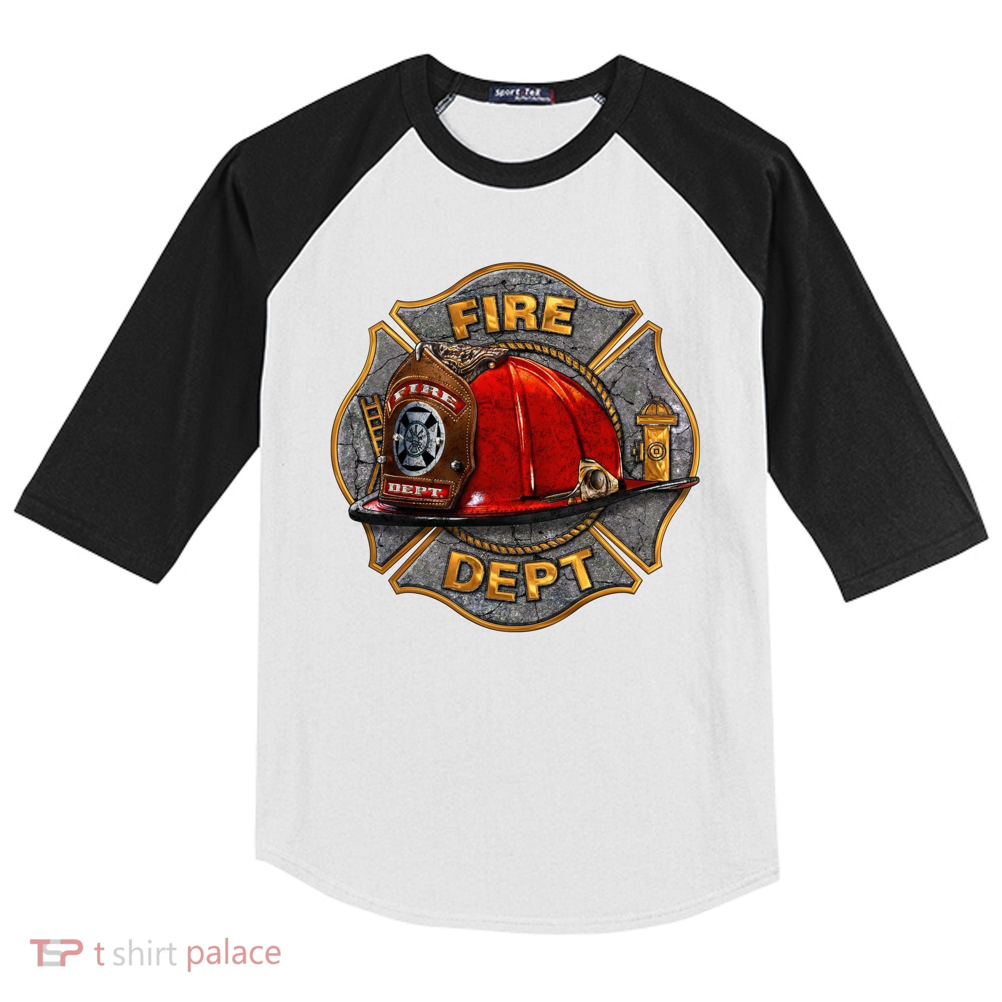 Maltese Fire Dept. Helmet Kids Colorblock Raglan Jersey