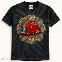 Maltese Fire Dept. Helmet Kids Tie-Dye T-Shirt thumb 0