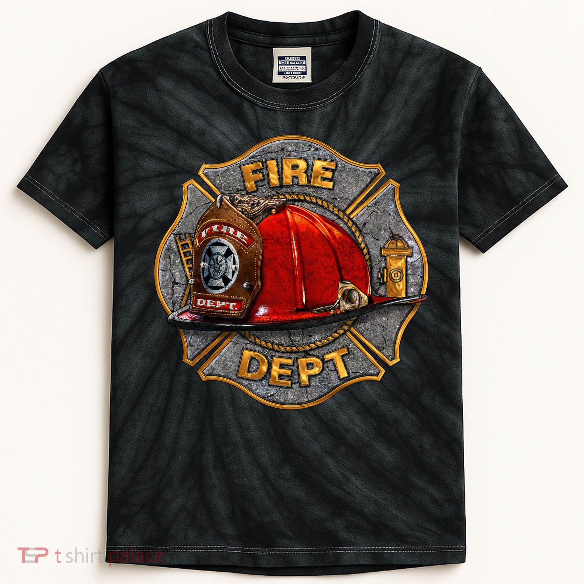 Maltese Fire Dept. Helmet Kids Tie-Dye T-Shirt