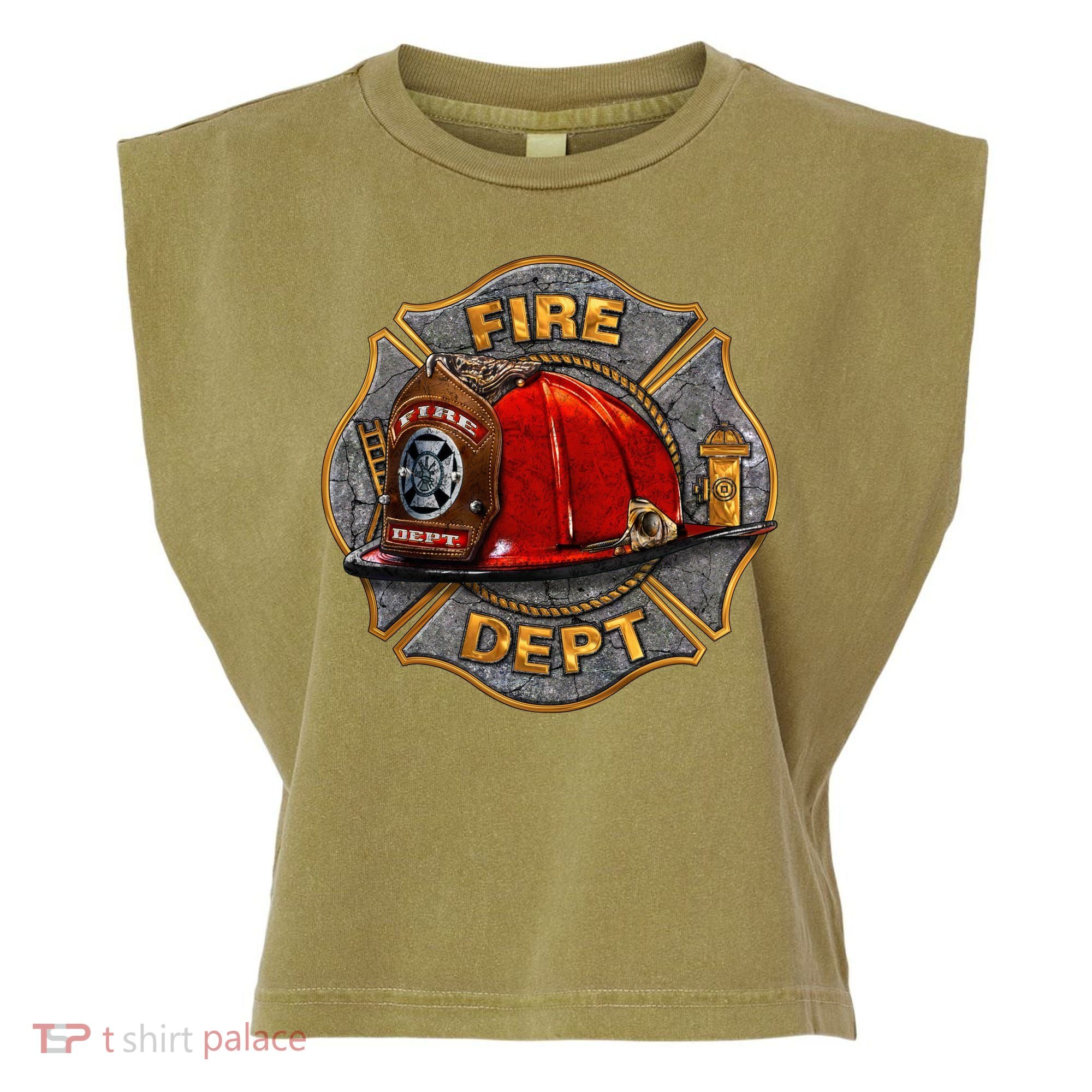 Maltese Fire Dept. Helmet Garment-Dyed Women's Muscle Tee