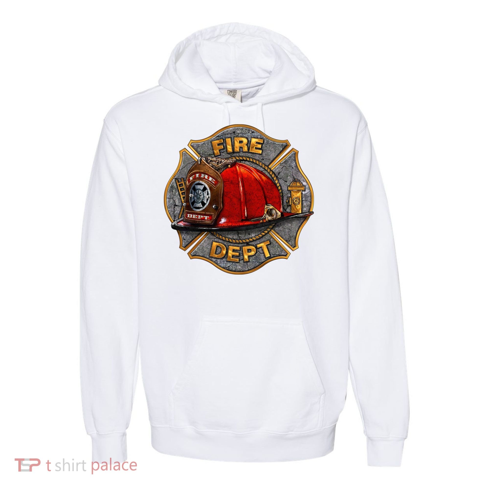 Maltese Fire Dept. Helmet Comfort Colors Garment-Dyed Hooded Sweatshirt