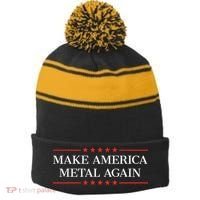 Make America Metal Again Stripe Pom Pom Beanie thumb 0