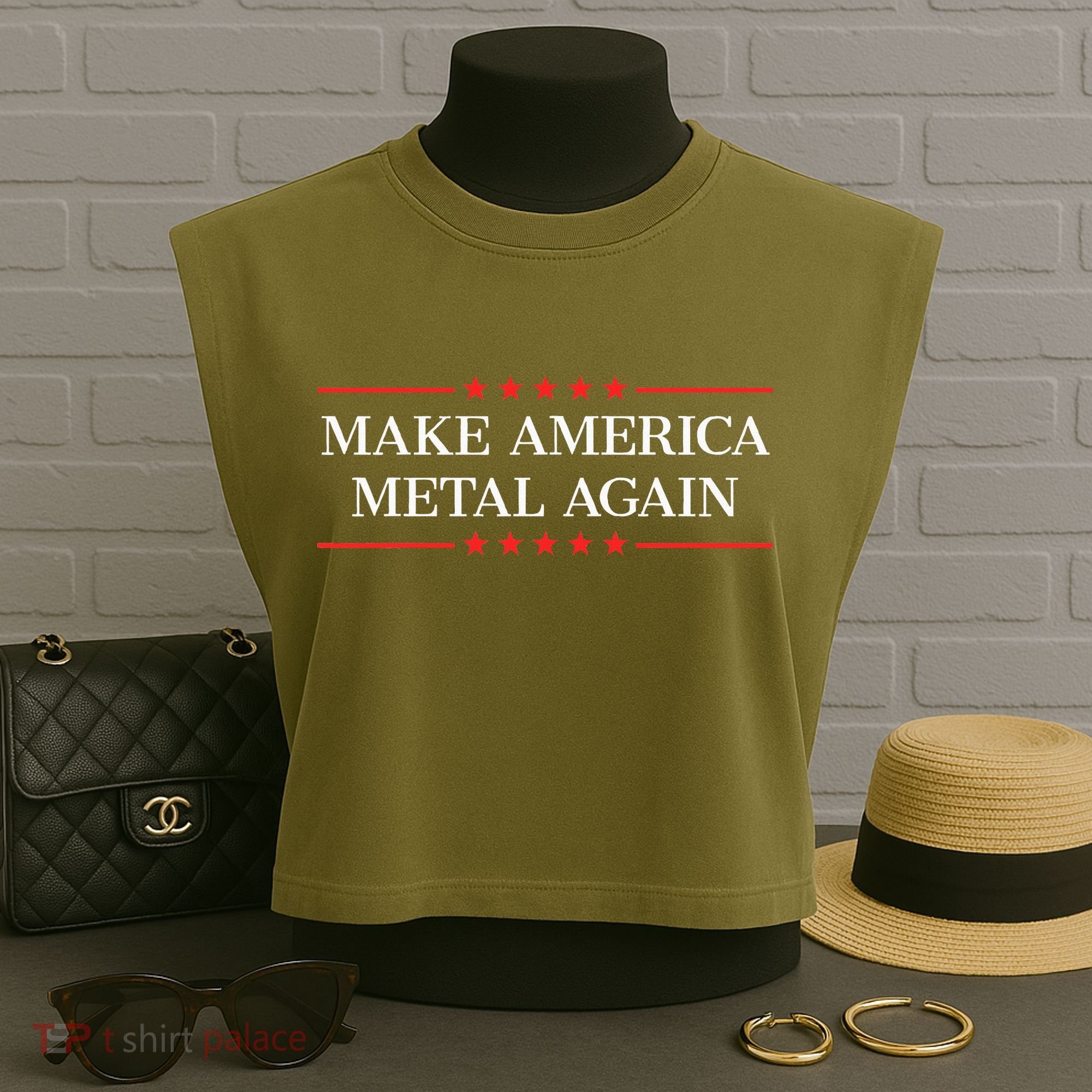 Make America Metal Again Garment-Dyed Women's Muscle Tee