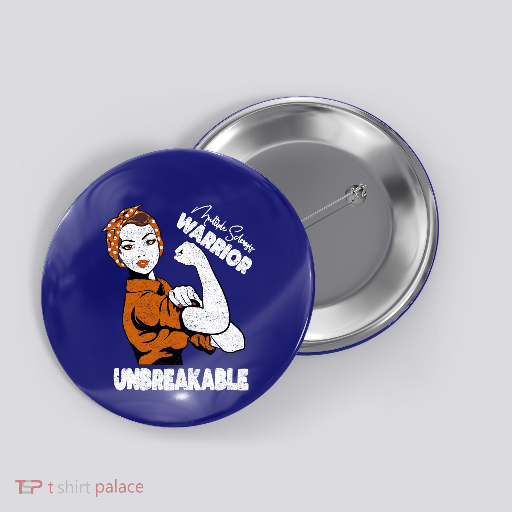 Ms Awareness Multiple Sclerosis Unbreakable Warrior Funny Gift Button