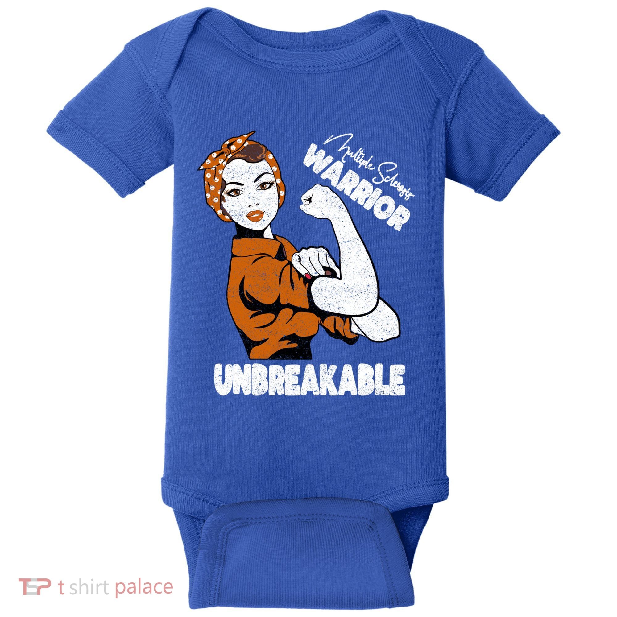 Ms Awareness Multiple Sclerosis Unbreakable Warrior Funny Gift Baby Bodysuit