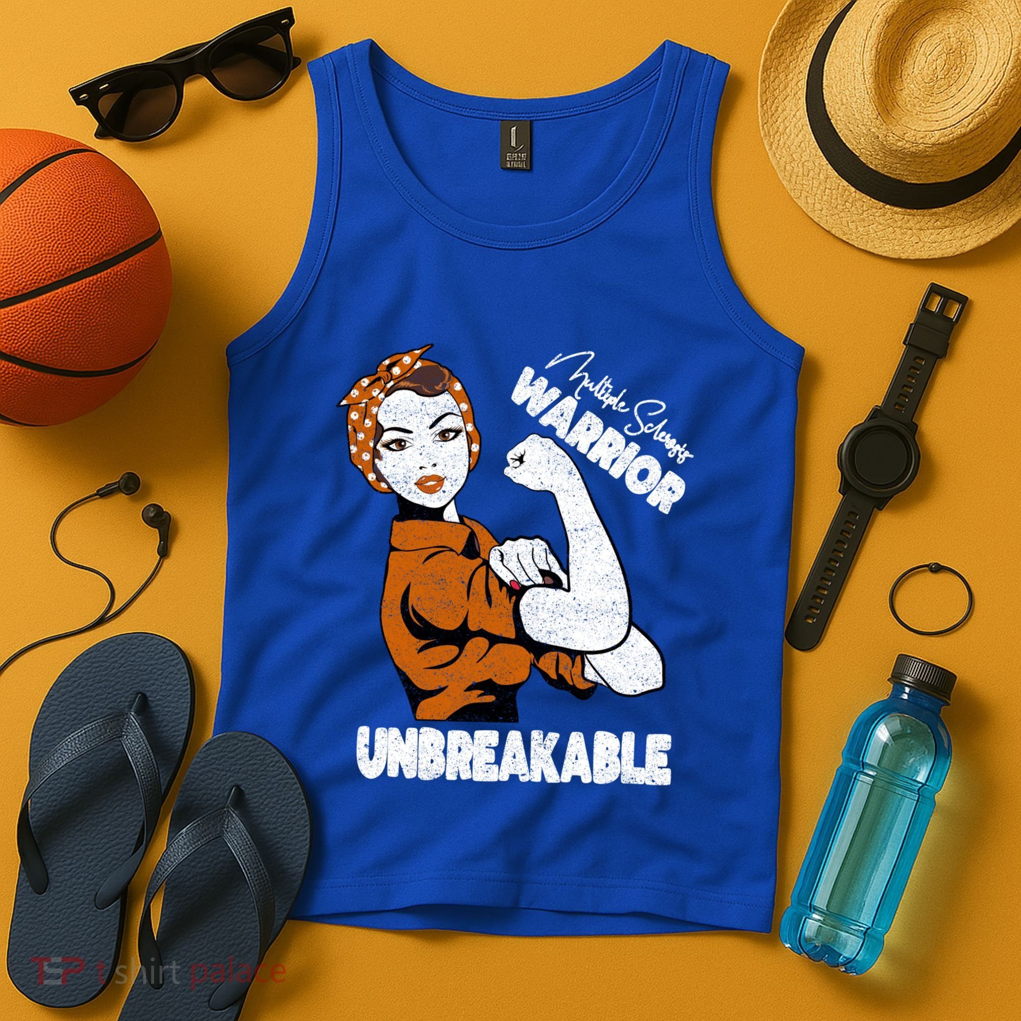 Ms Awareness Multiple Sclerosis Unbreakable Warrior Funny Gift Tank Top