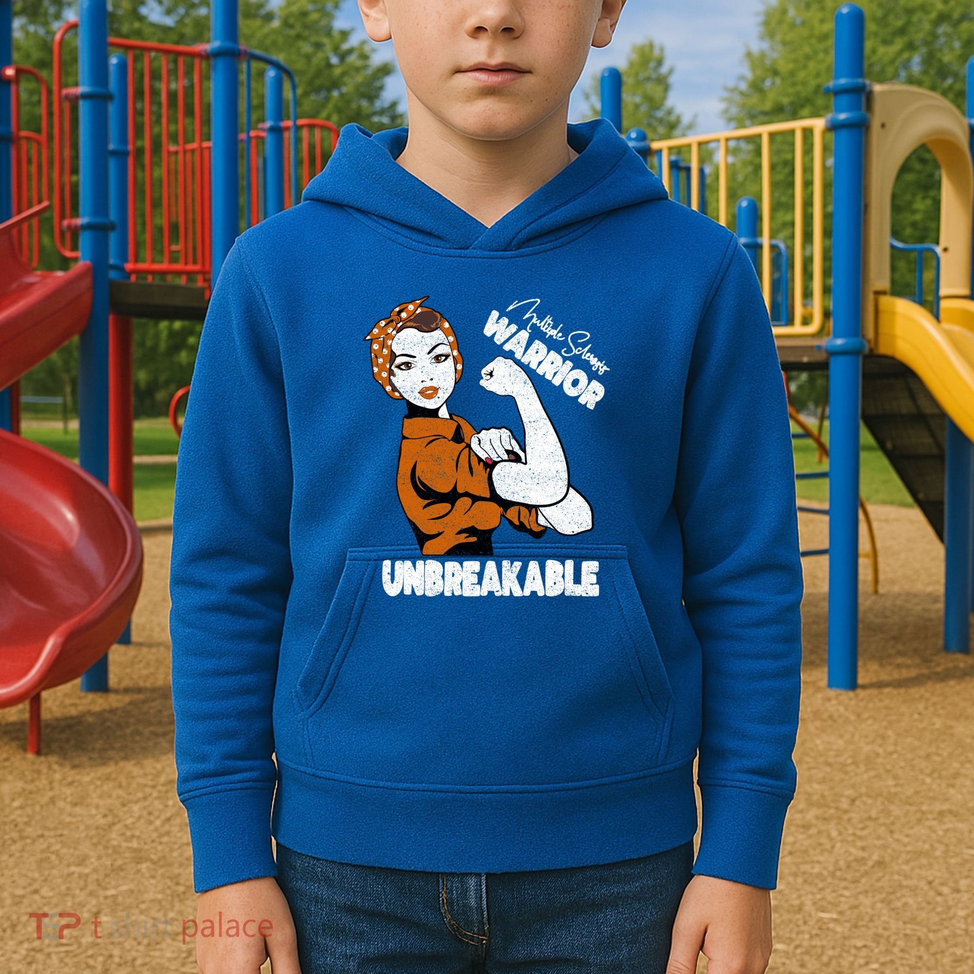 Ms Awareness Multiple Sclerosis Unbreakable Warrior Funny Gift Kids Hoodie