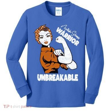 Ms Awareness Multiple Sclerosis Unbreakable Warrior Funny Gift Kids Long Sleeve Shirt