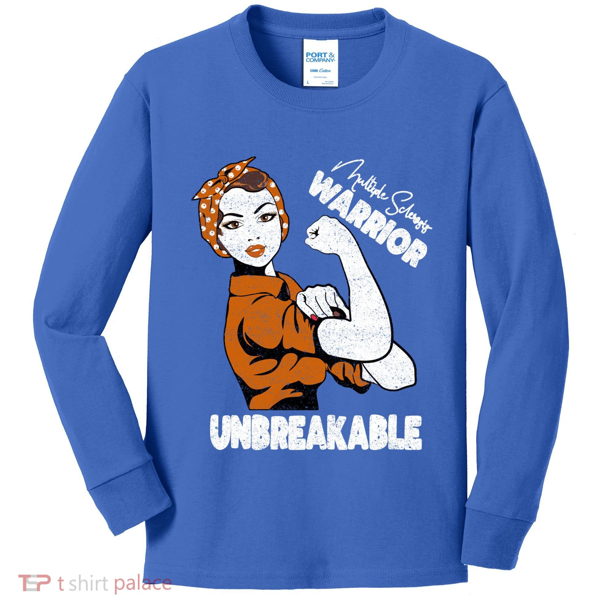 Ms Awareness Multiple Sclerosis Unbreakable Warrior Funny Gift Kids Long Sleeve Shirt