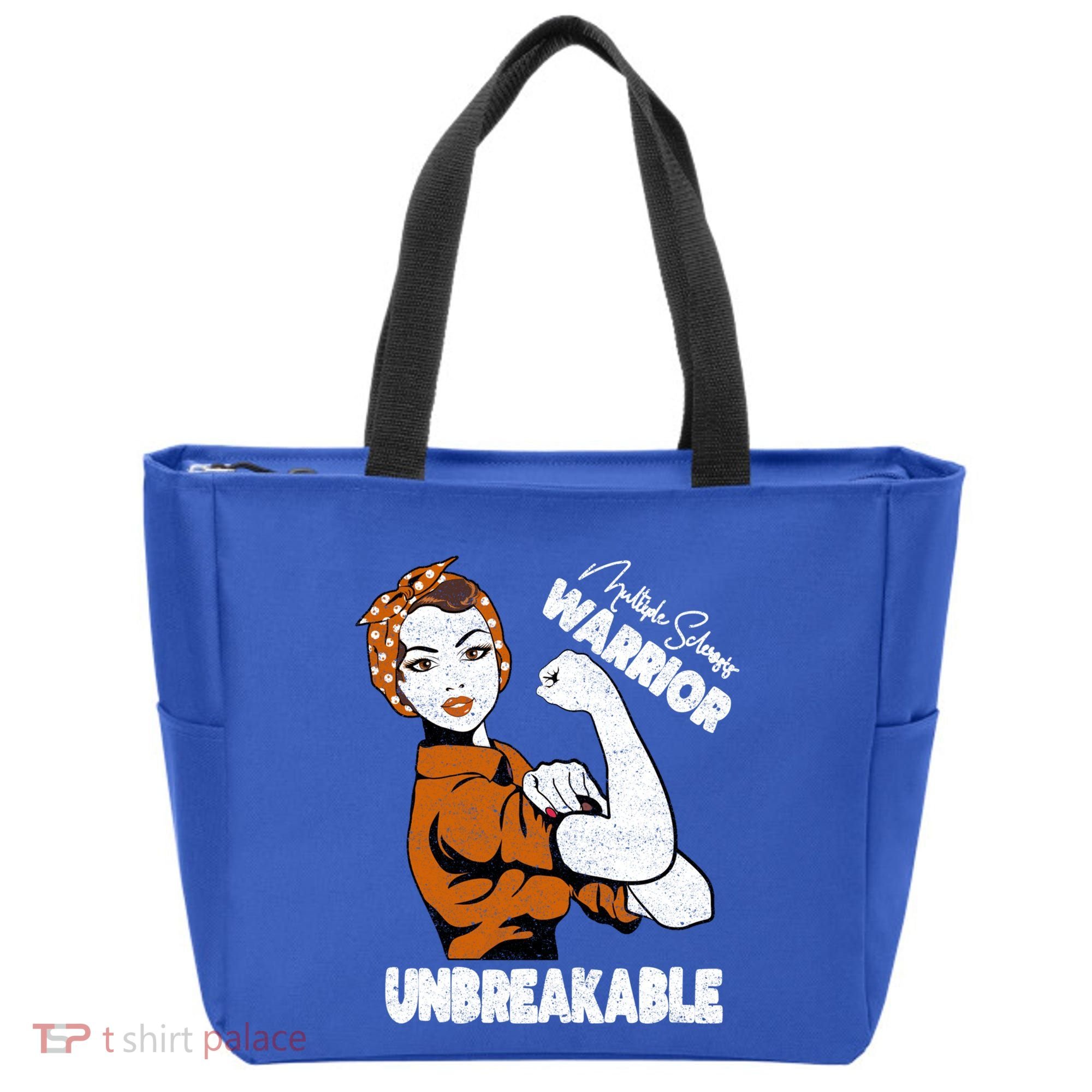 Ms Awareness Multiple Sclerosis Unbreakable Warrior Funny Gift Tote Bag