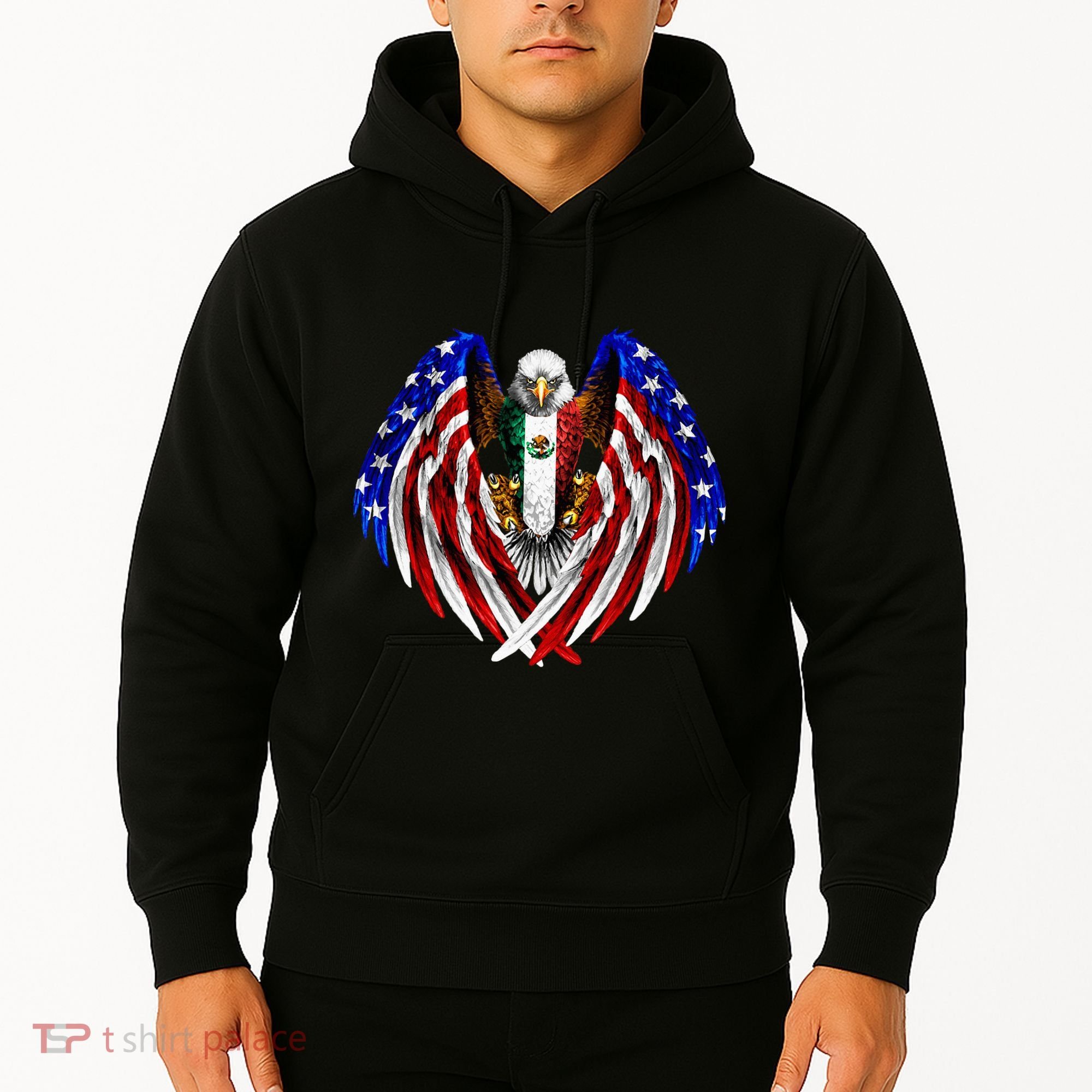 Mexican American Mexico Usa Flag Eagle Hoodie
