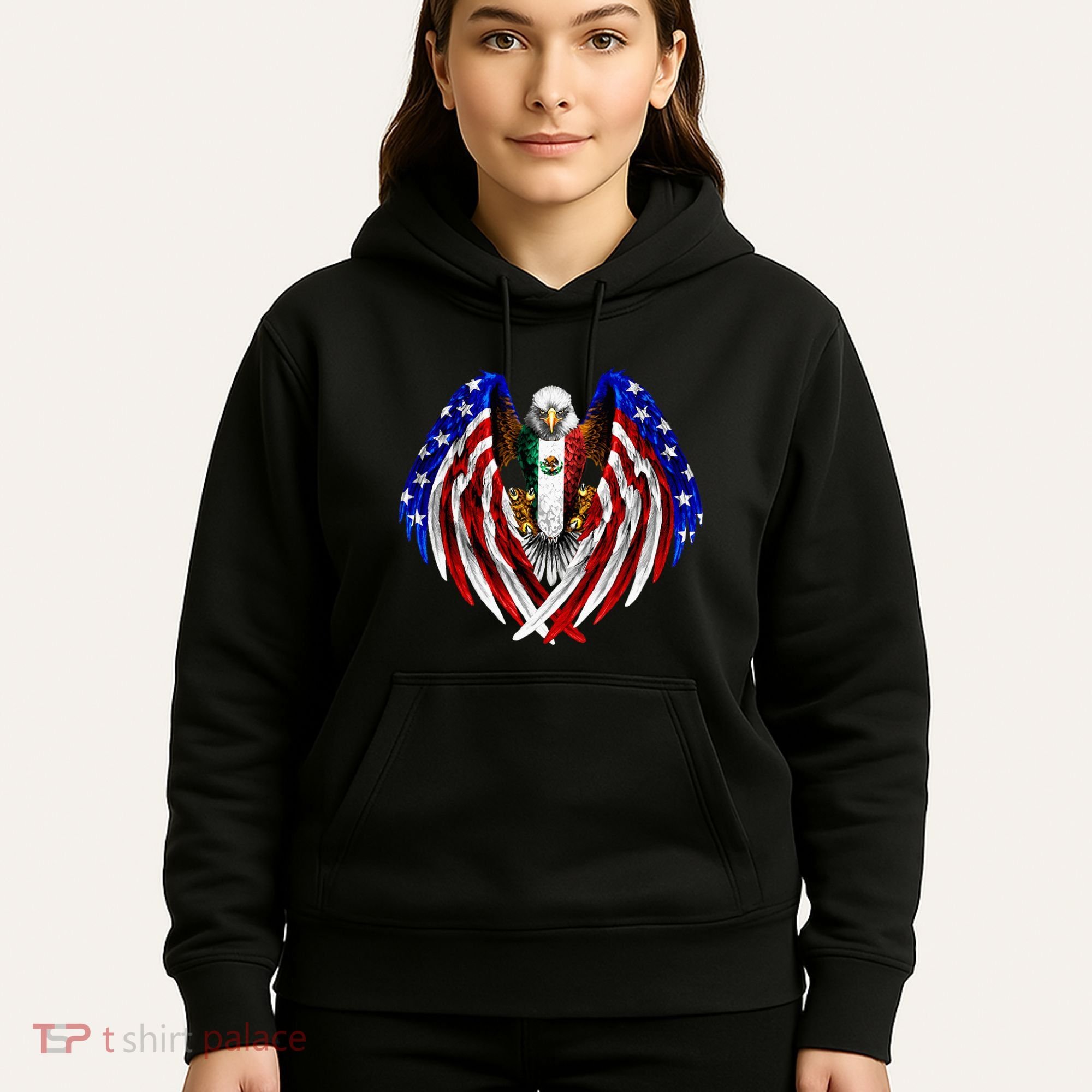 Mexican American Mexico Usa Flag Eagle Hoodie