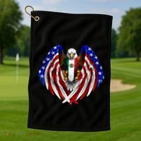 Mexican American Mexico Usa Flag Eagle Golf Towel thumb 1