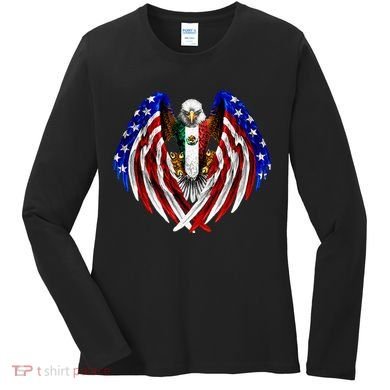 Mexican American Mexico Usa Flag Eagle Women's Long Sleeve Shirt