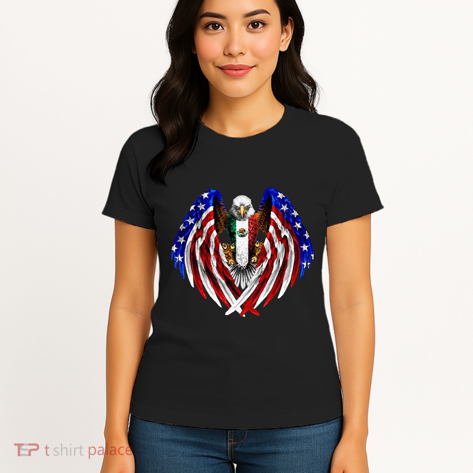 Mexican American Mexico Usa Flag Eagle Women's T-Shirt