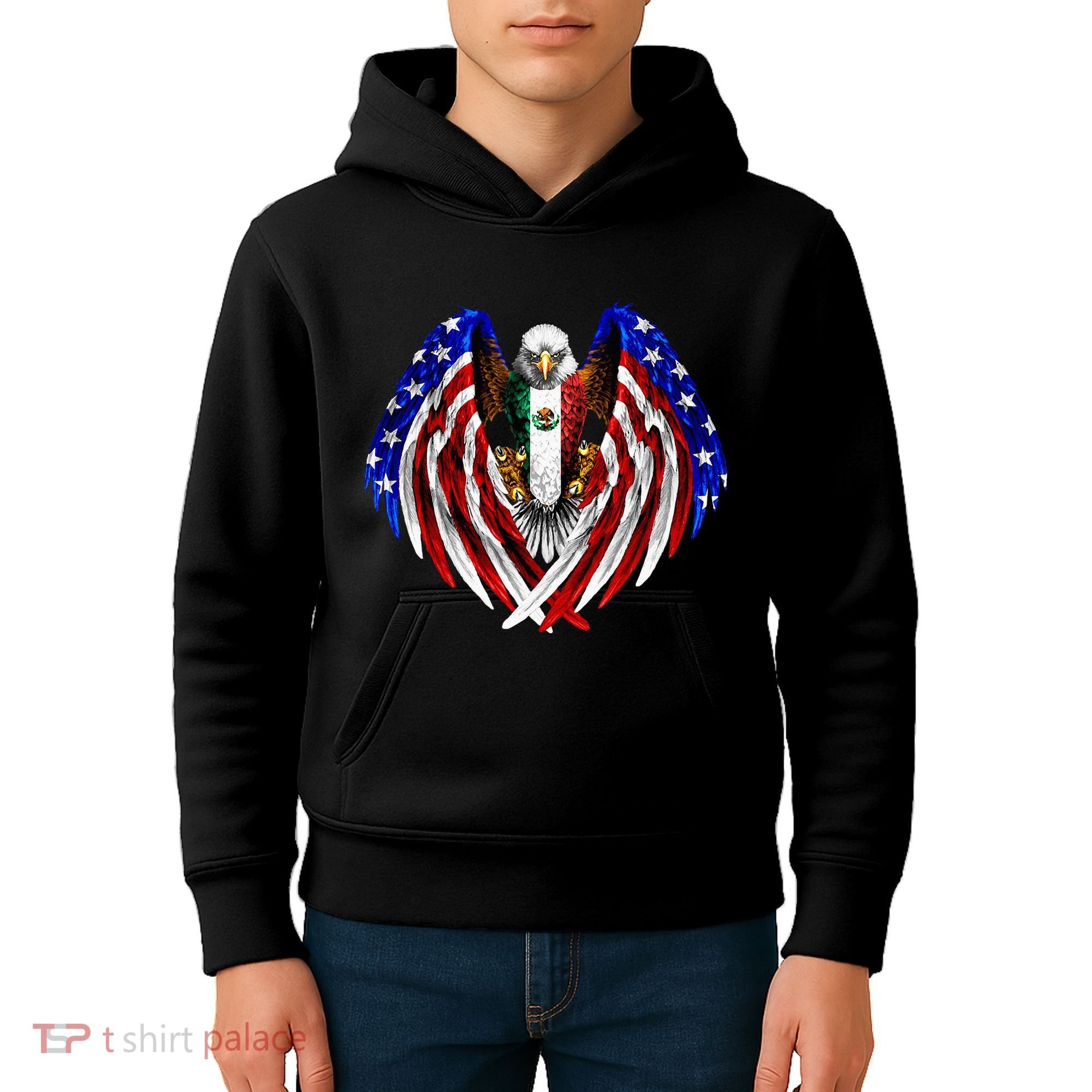 Mexican American Mexico Usa Flag Eagle Kids Hoodie